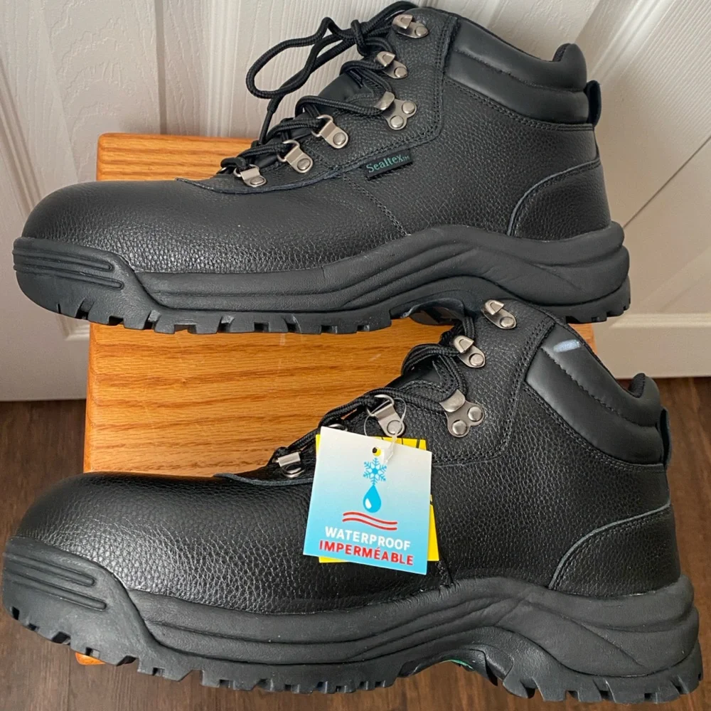 🆕Propét Shield Walker Black Leather Safety Rated Waterproof Work Boots 11 X (3E)